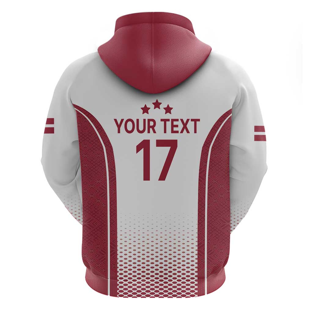 Latvia Basketball Custom Hoodie White Latvian Pattern LT17