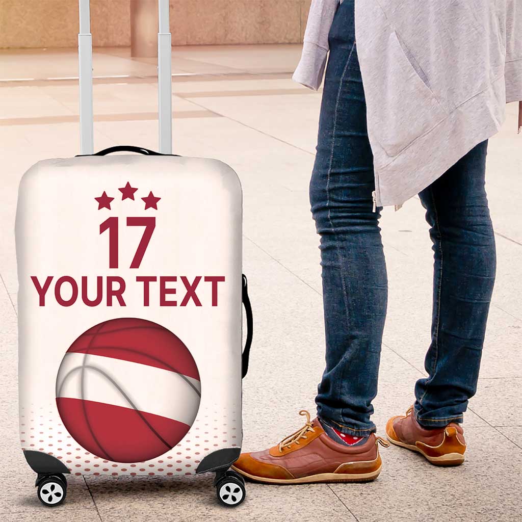 Latvia Basketball Custom Luggage Cover White Latvian Pattern LT17