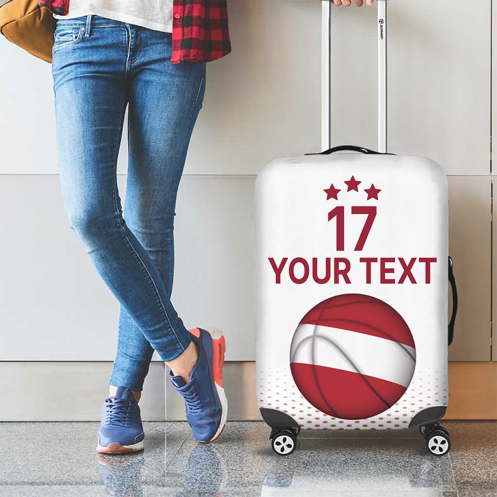Latvia Basketball Custom Luggage Cover White Latvian Pattern LT17