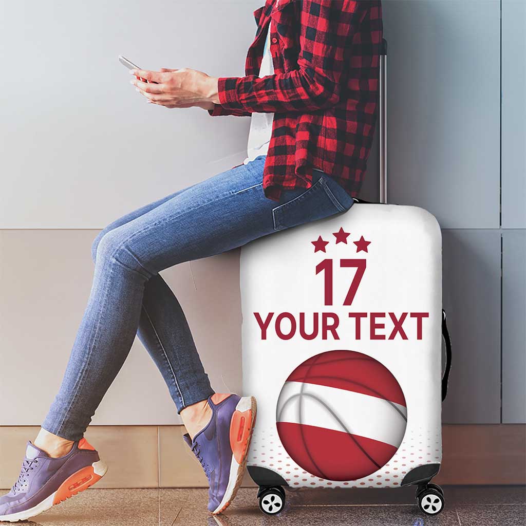 Latvia Basketball Custom Luggage Cover White Latvian Pattern LT17