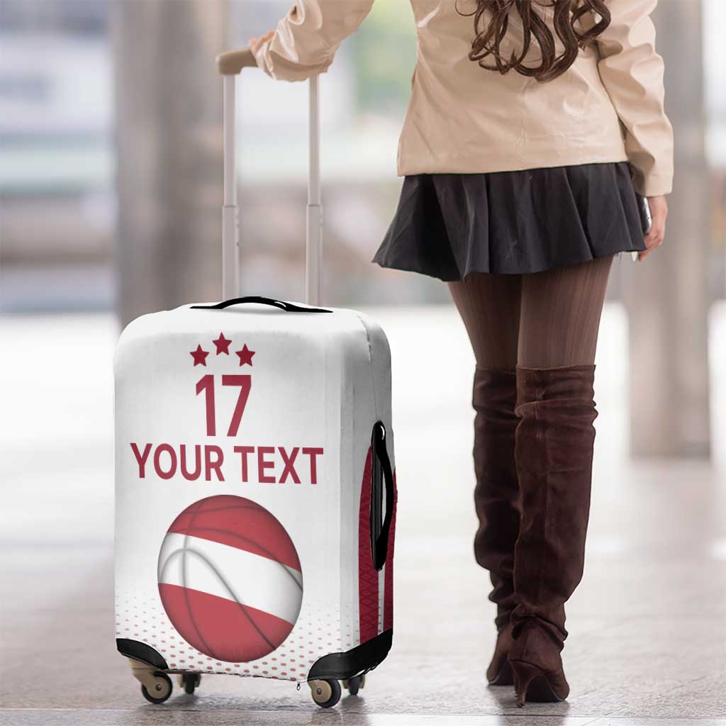 Latvia Basketball Custom Luggage Cover White Latvian Pattern LT17