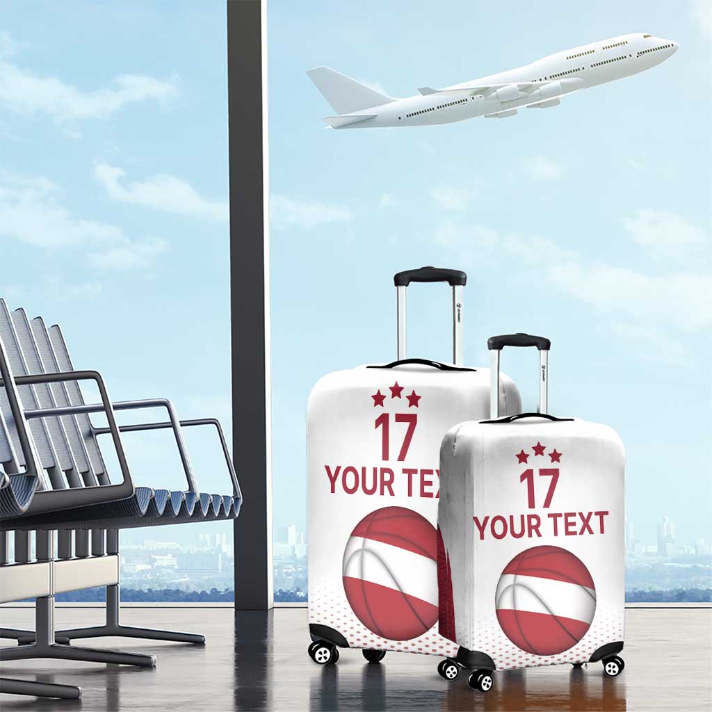 Latvia Basketball Custom Luggage Cover White Latvian Pattern LT17