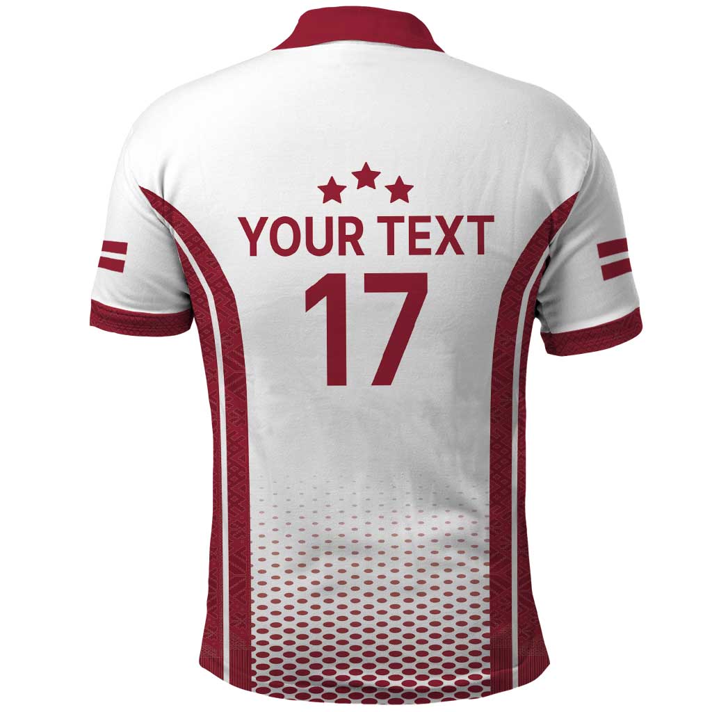 Latvia Basketball Custom Polo Shirt White Latvian Pattern LT17