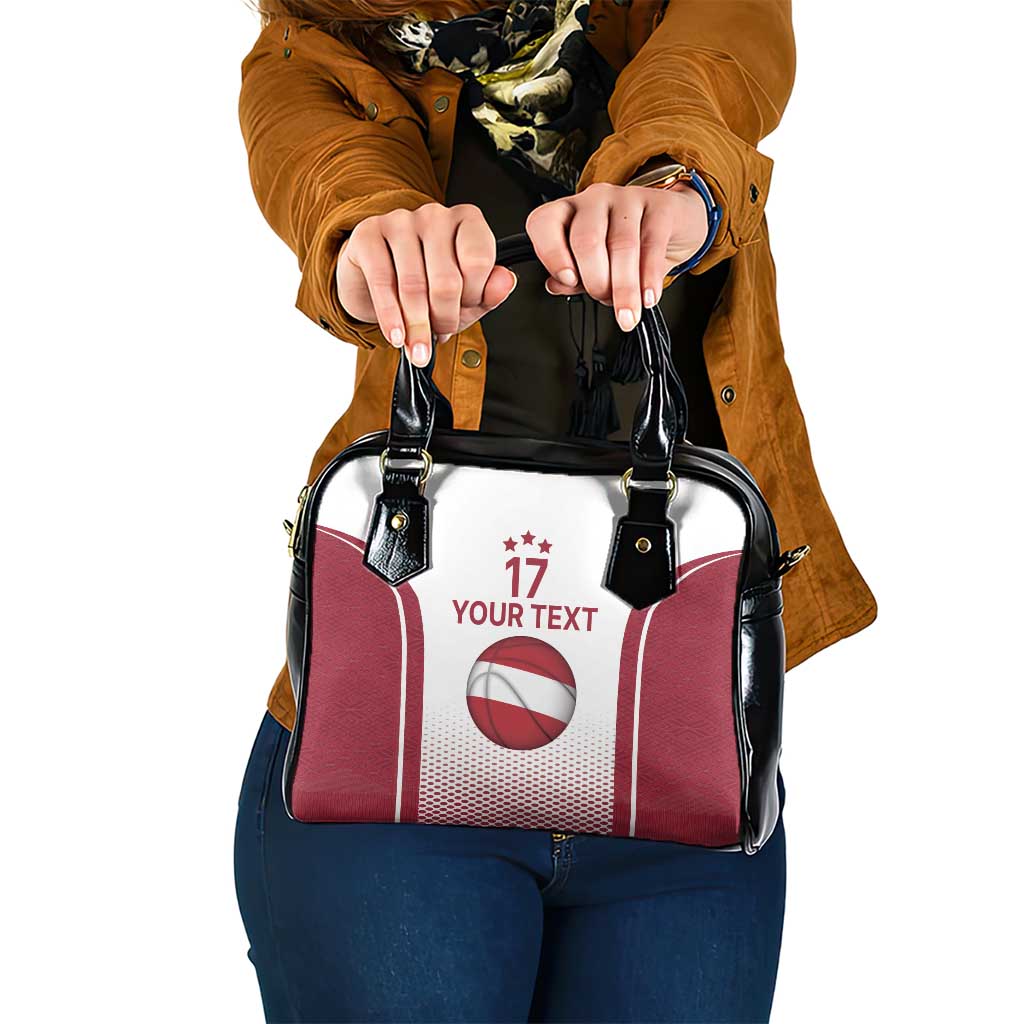 Latvia Basketball Custom Shoulder Handbag White Latvian Pattern LT17