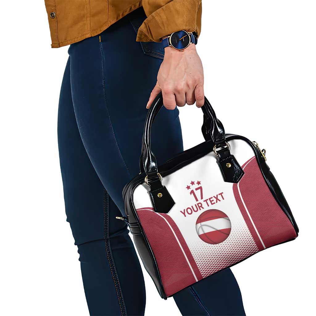 Latvia Basketball Custom Shoulder Handbag White Latvian Pattern LT17