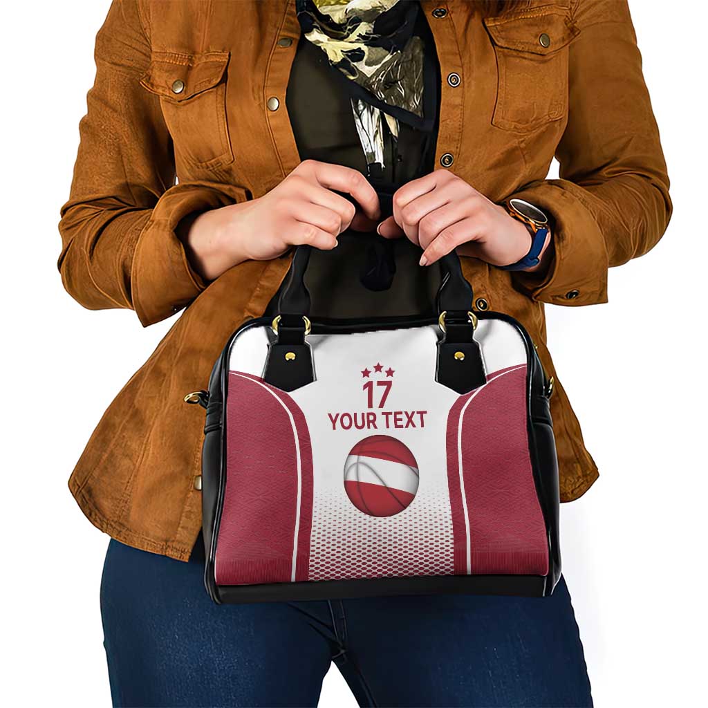 Latvia Basketball Custom Shoulder Handbag White Latvian Pattern LT17