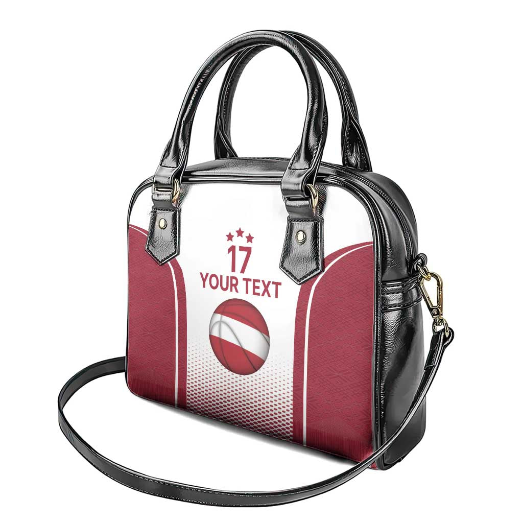 Latvia Basketball Custom Shoulder Handbag White Latvian Pattern LT17