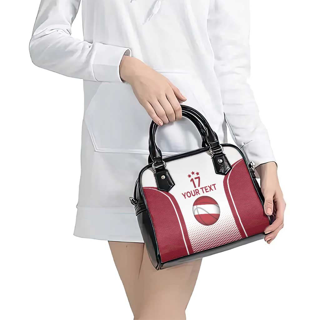 Latvia Basketball Custom Shoulder Handbag White Latvian Pattern LT17