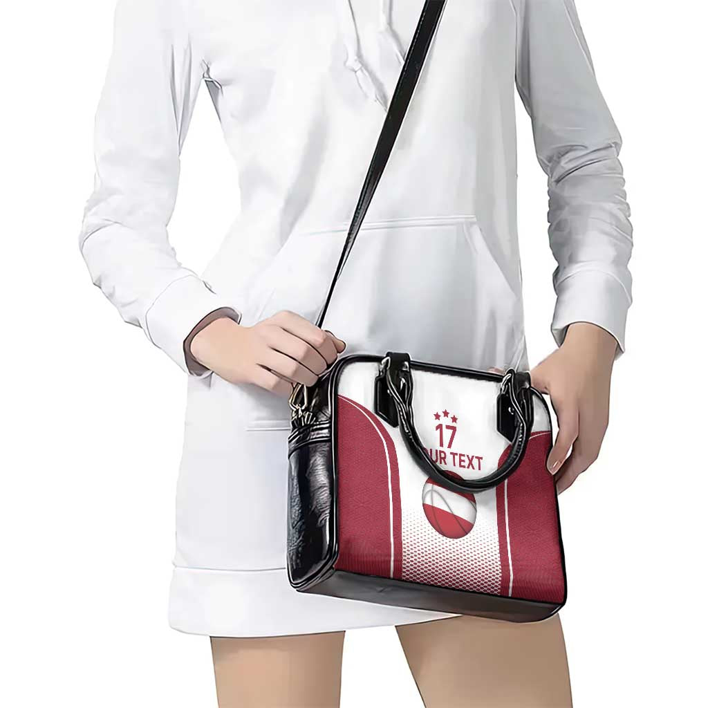 Latvia Basketball Custom Shoulder Handbag White Latvian Pattern LT17