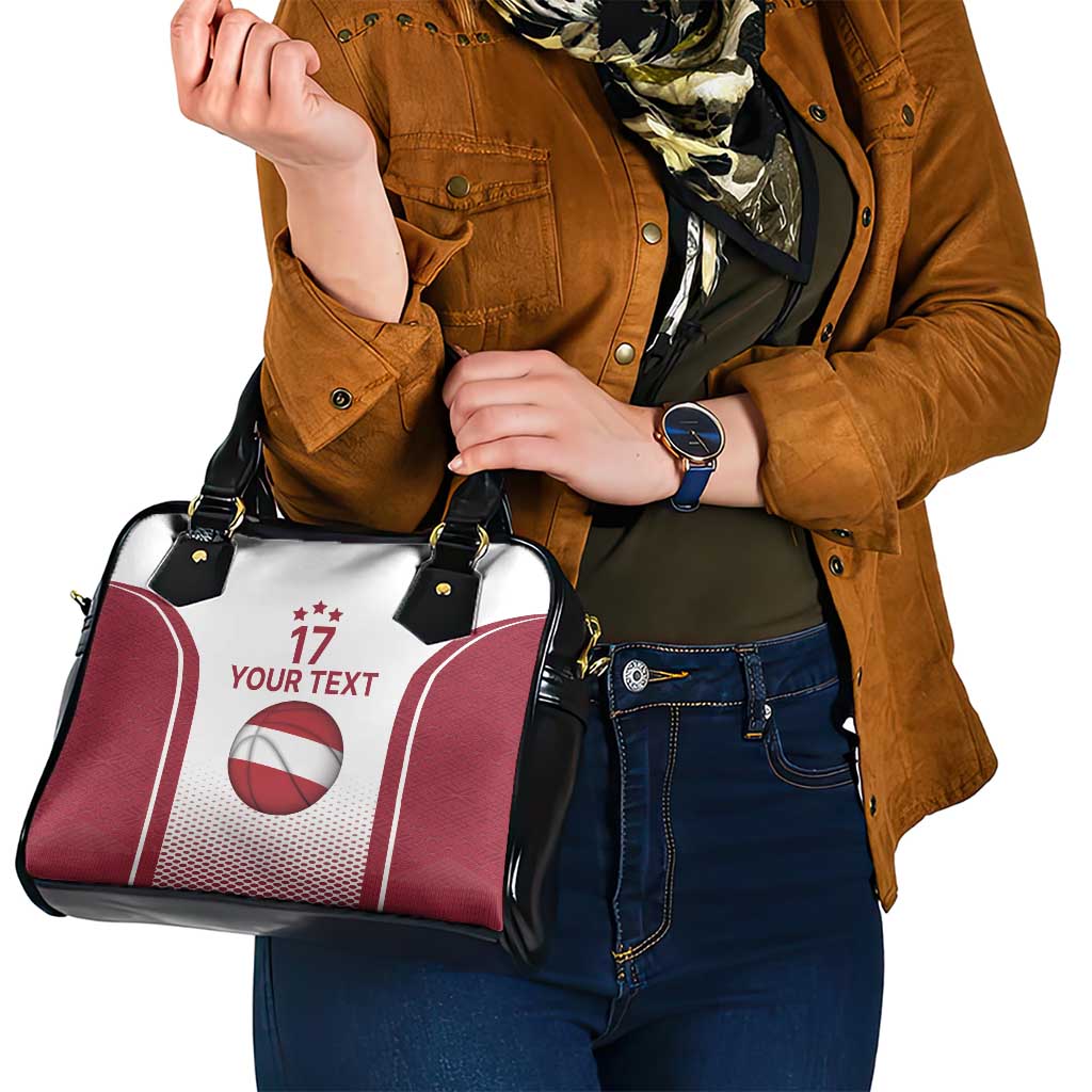 Latvia Basketball Custom Shoulder Handbag White Latvian Pattern LT17