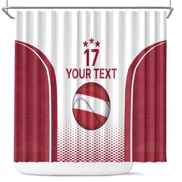 Latvia Basketball Custom Shower Curtain White Latvian Pattern LT17