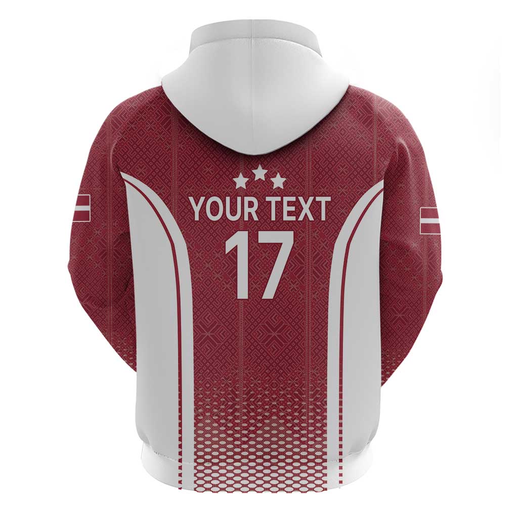 Latvia Basketball Custom Hoodie Red Latvian Pattern LT17