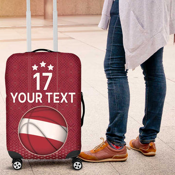 Latvia Basketball Custom Luggage Cover Red Latvian Pattern LT17