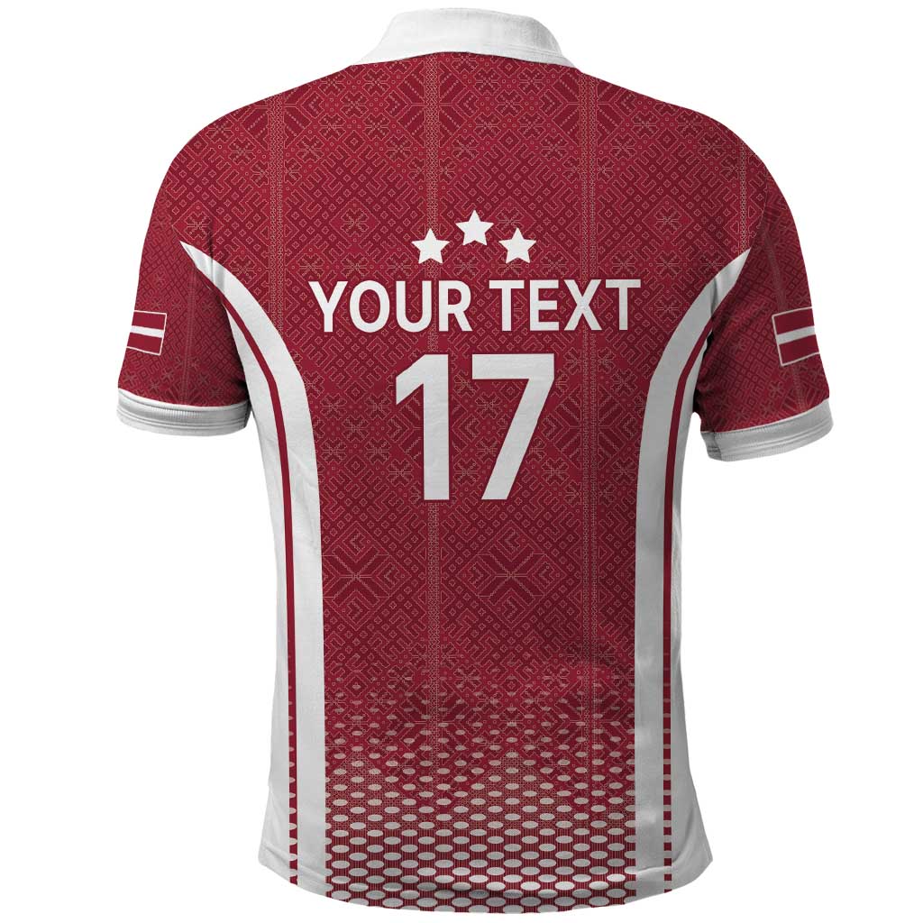 Latvia Basketball Custom Polo Shirt Red Latvian Pattern LT17