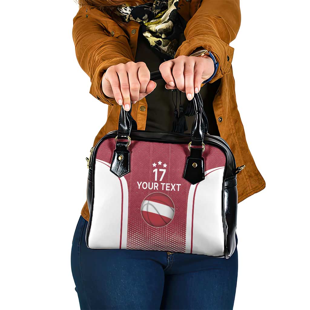 Latvia Basketball Custom Shoulder Handbag Red Latvian Pattern LT17