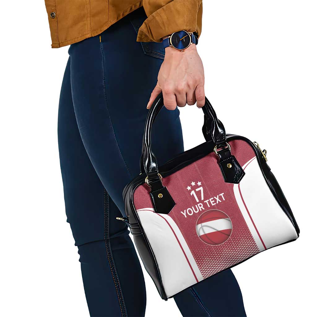 Latvia Basketball Custom Shoulder Handbag Red Latvian Pattern LT17