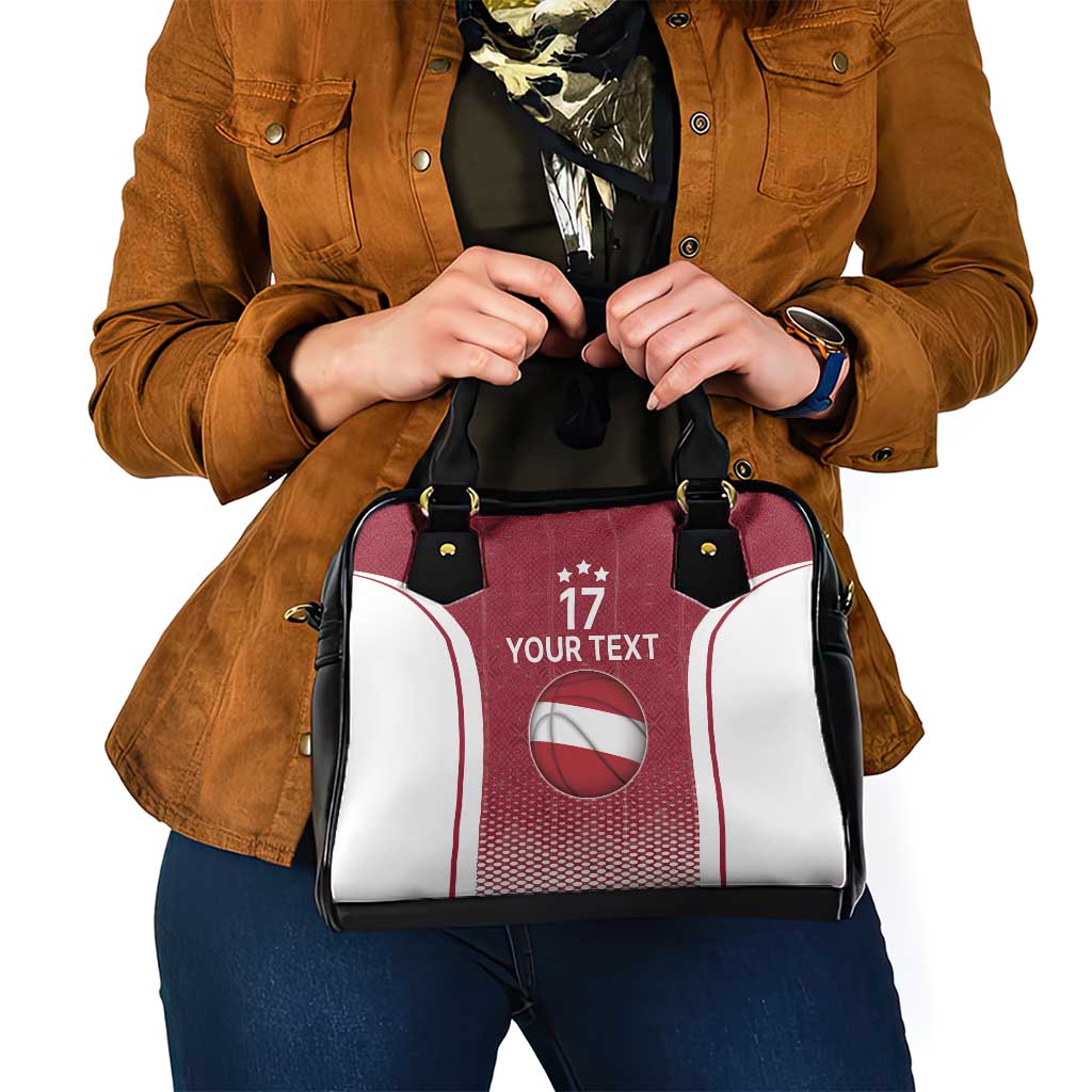 Latvia Basketball Custom Shoulder Handbag Red Latvian Pattern LT17