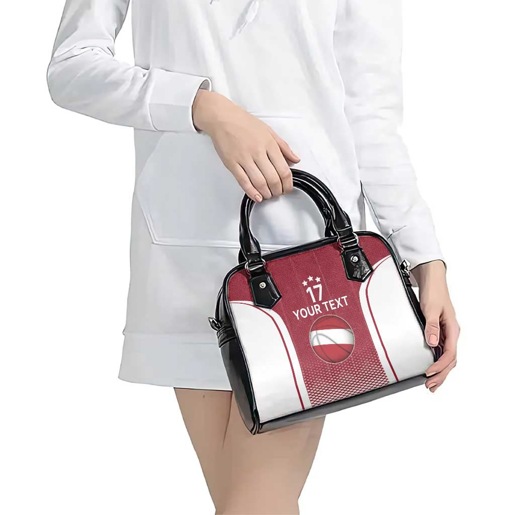 Latvia Basketball Custom Shoulder Handbag Red Latvian Pattern LT17