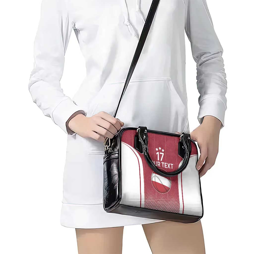 Latvia Basketball Custom Shoulder Handbag Red Latvian Pattern LT17