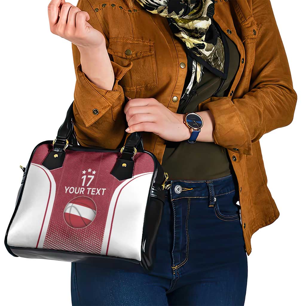 Latvia Basketball Custom Shoulder Handbag Red Latvian Pattern LT17