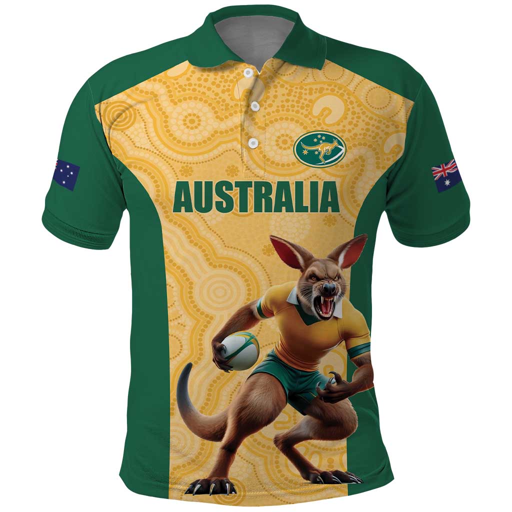 Custom Australia Rugby Polo Shirt Kangaroo Mascot LT17