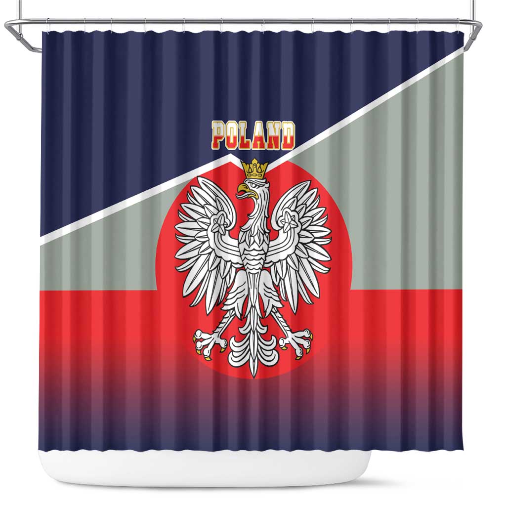 Poland Coat of Arms Shower Curtain A white and Crowned Eagle LT17