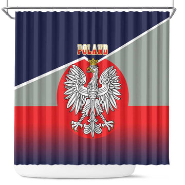 Poland Coat of Arms Shower Curtain A white and Crowned Eagle LT17
