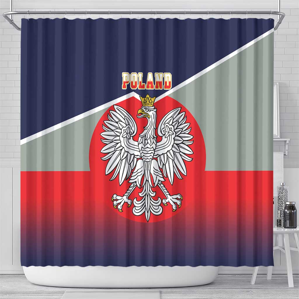 Poland Coat of Arms Shower Curtain A white and Crowned Eagle LT17