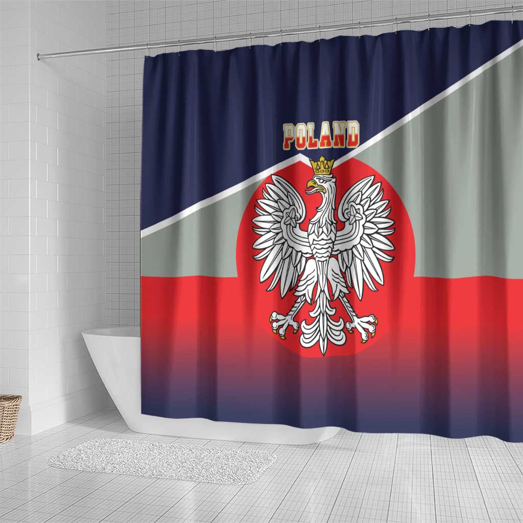 Poland Coat of Arms Shower Curtain A white and Crowned Eagle LT17
