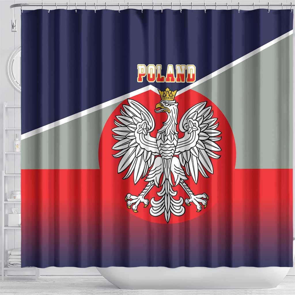 Poland Coat of Arms Shower Curtain A white and Crowned Eagle LT17