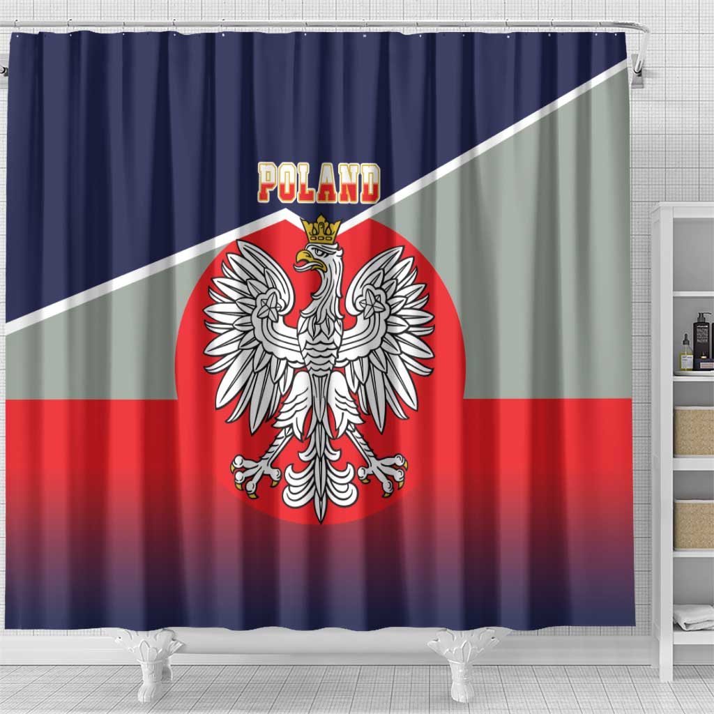 Poland Coat of Arms Shower Curtain A white and Crowned Eagle LT17