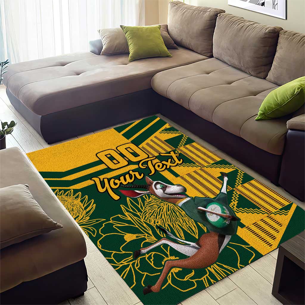 Custom South Africa Rugby Area Rug Springboks With Protea Cynaroides LT18