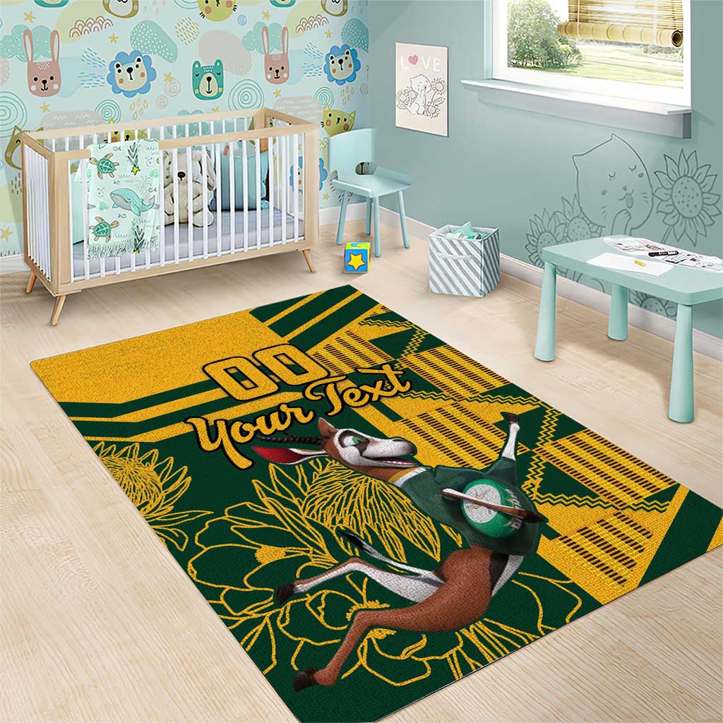 Custom South Africa Rugby Area Rug Springboks With Protea Cynaroides LT18