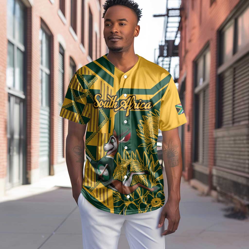 Custom South Africa Rugby Baseball Jersey Springboks With Protea Cynaroides LT18