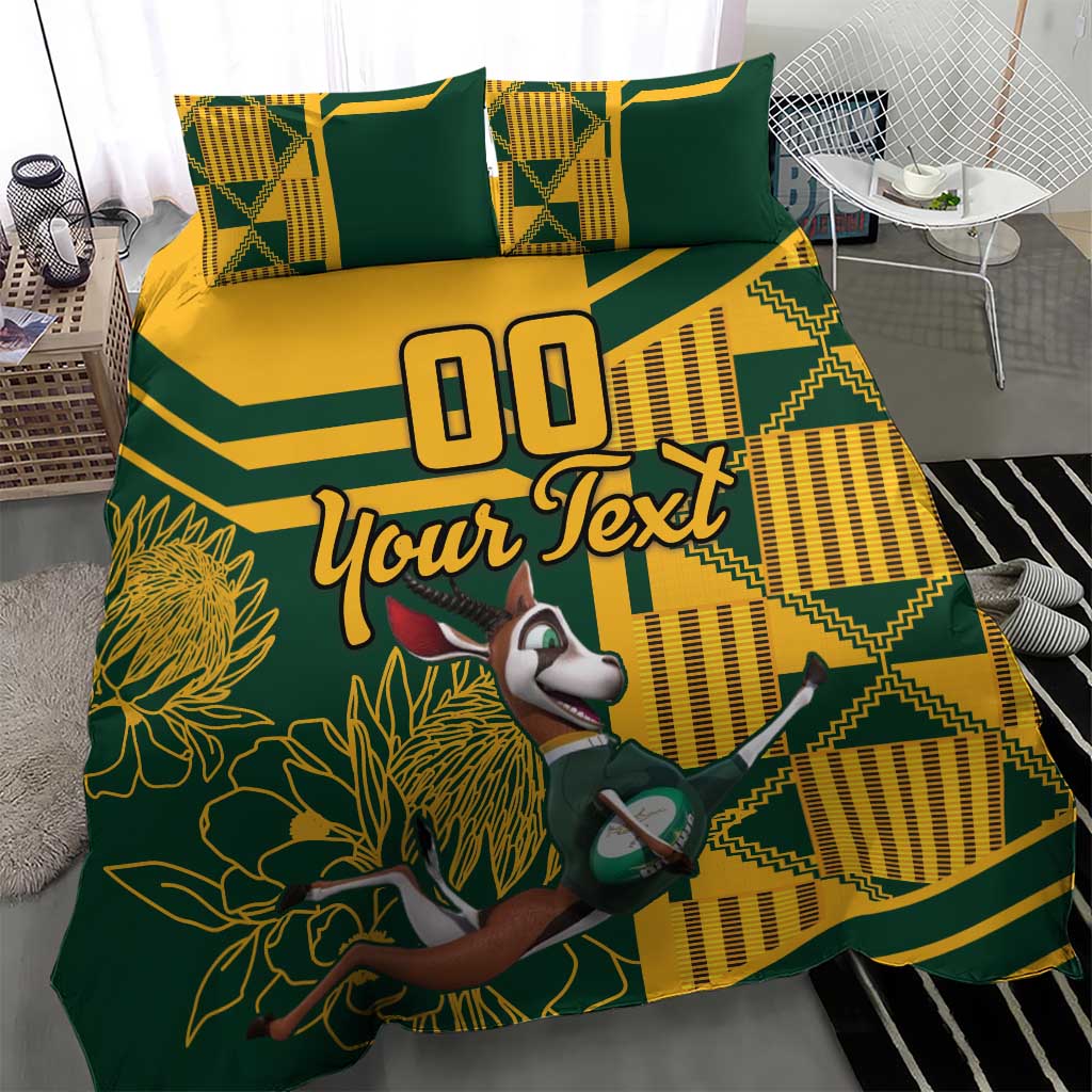 Custom South Africa Rugby Bedding Set Springboks With Protea Cynaroides LT18