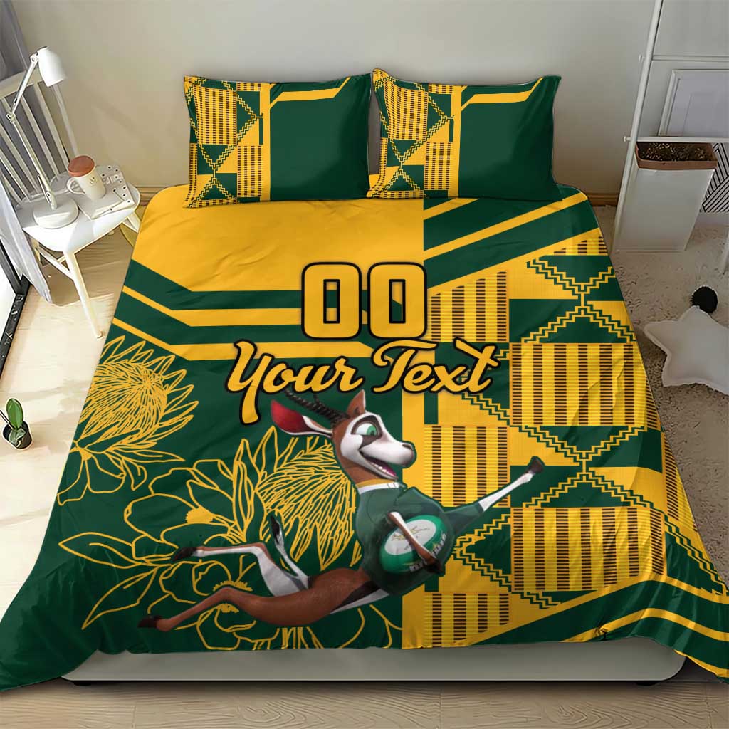 Custom South Africa Rugby Bedding Set Springboks With Protea Cynaroides LT18