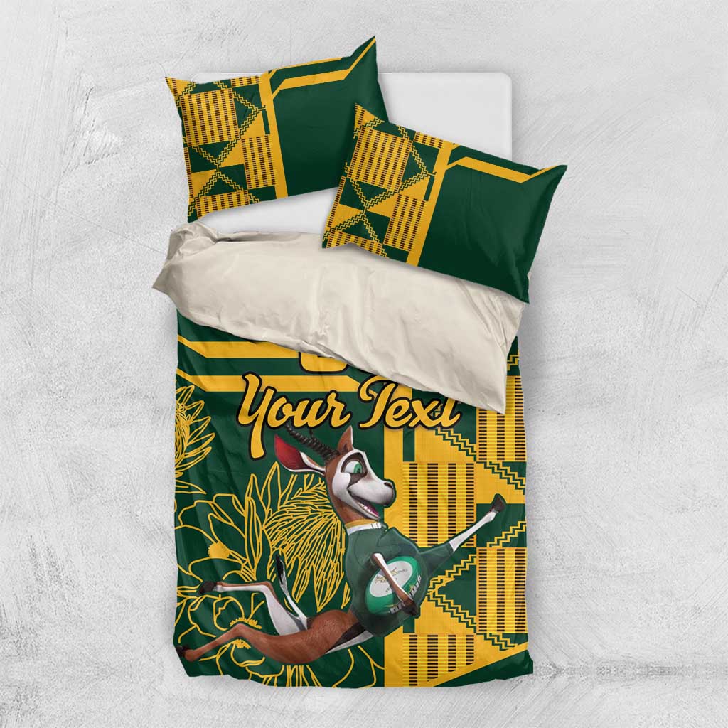 Custom South Africa Rugby Bedding Set Springboks With Protea Cynaroides LT18