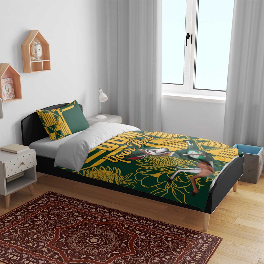 Custom South Africa Rugby Bedding Set Springboks With Protea Cynaroides LT18