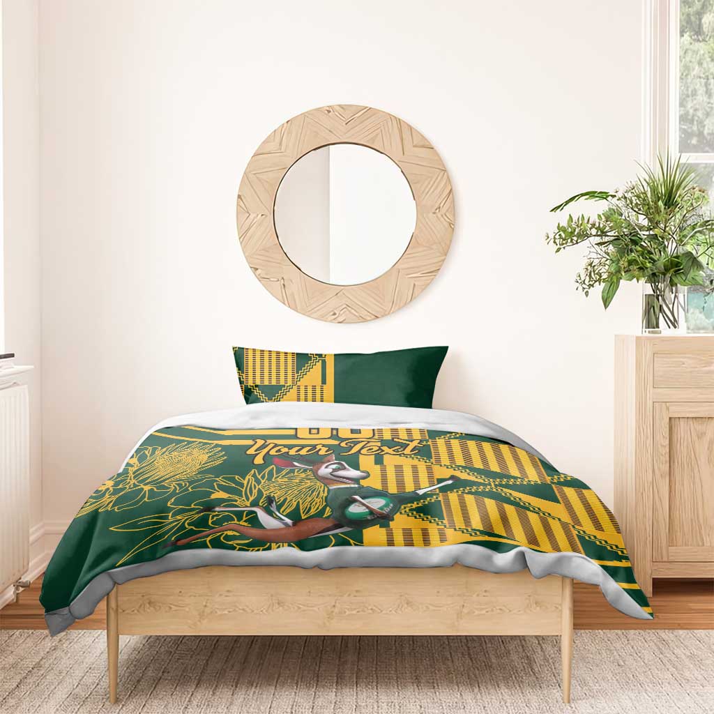 Custom South Africa Rugby Bedding Set Springboks With Protea Cynaroides LT18