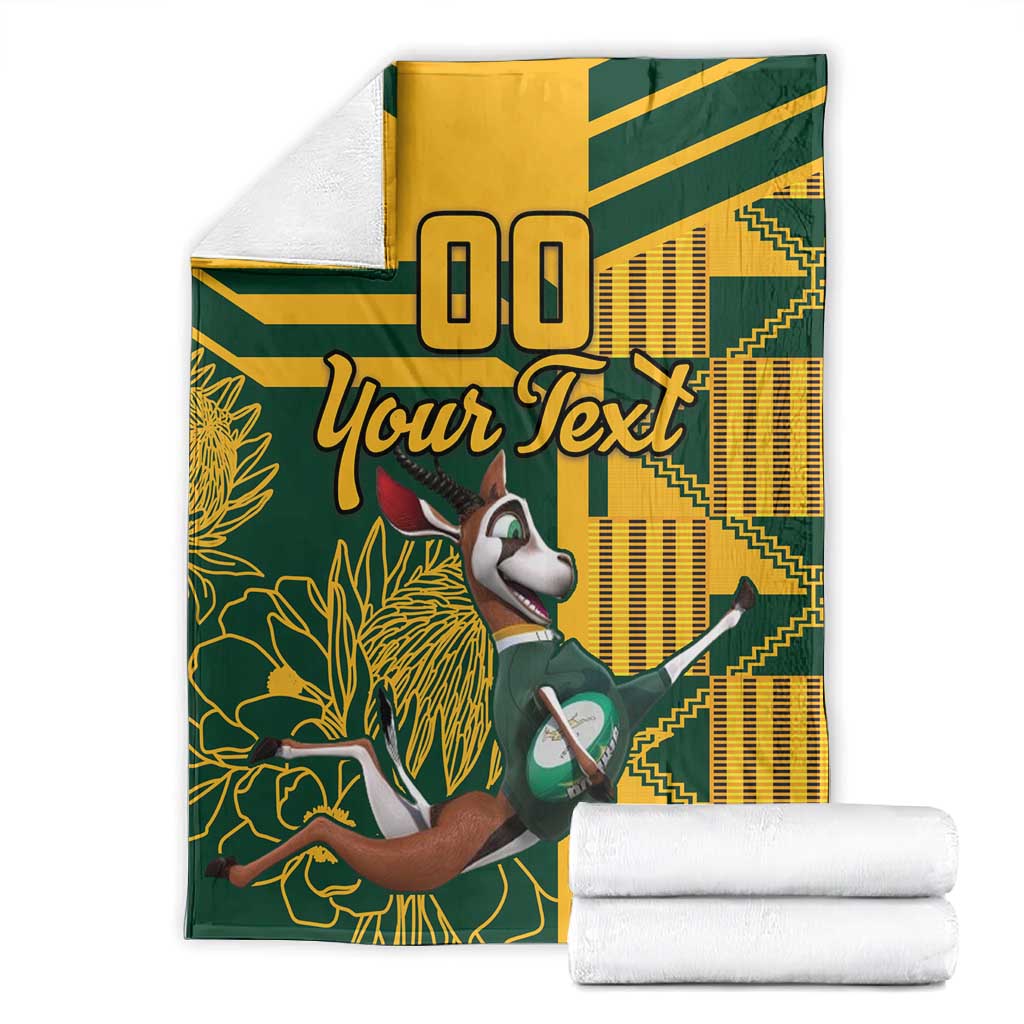 Custom South Africa Rugby Blanket Springboks With Protea Cynaroides LT18