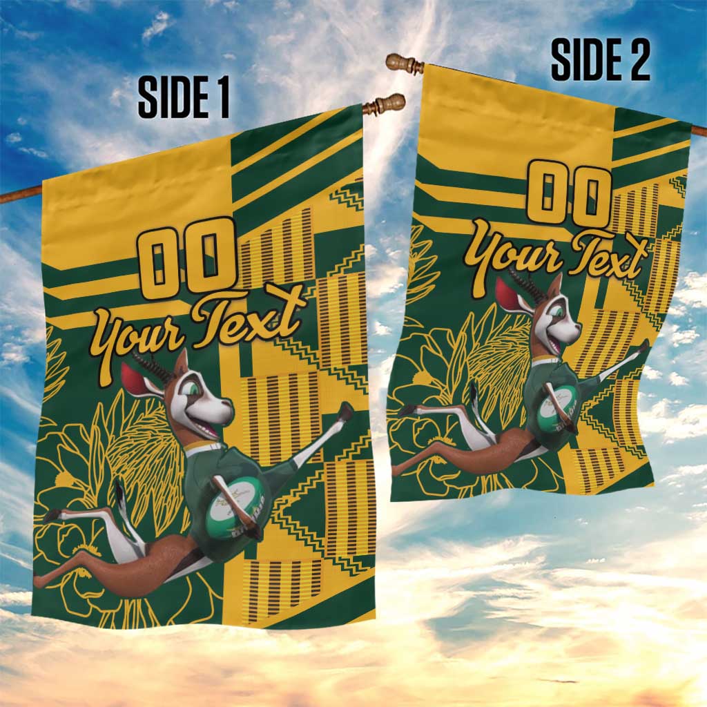 Custom South Africa Rugby Garden Flag Springboks With Protea Cynaroides LT18