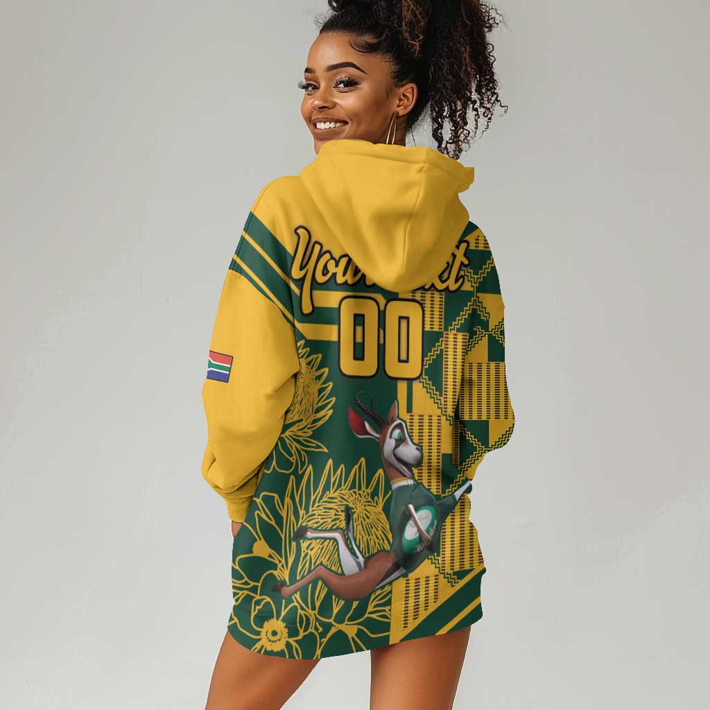 Custom South Africa Rugby Hoodie Dress Springboks With Protea Cynaroides LT18