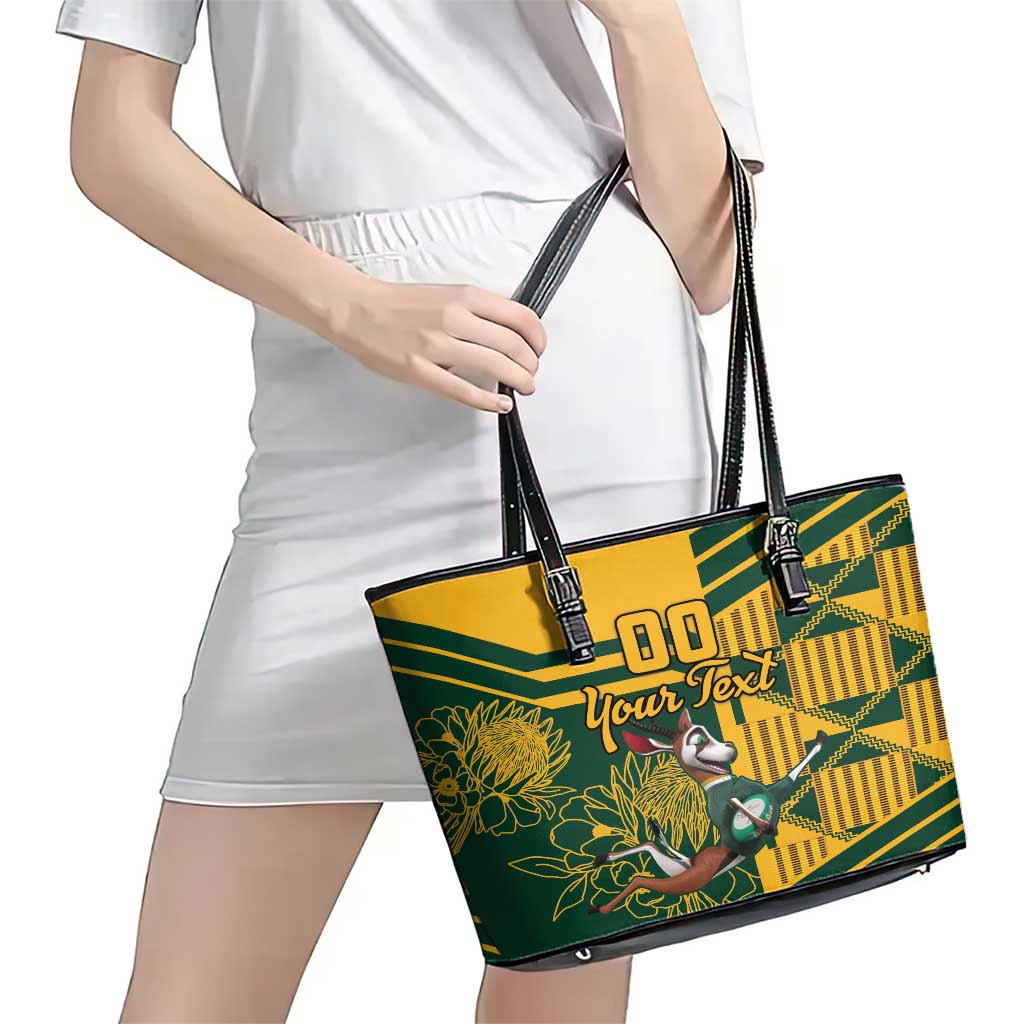 Custom South Africa Rugby Leather Tote Bag Springboks With Protea Cynaroides LT18
