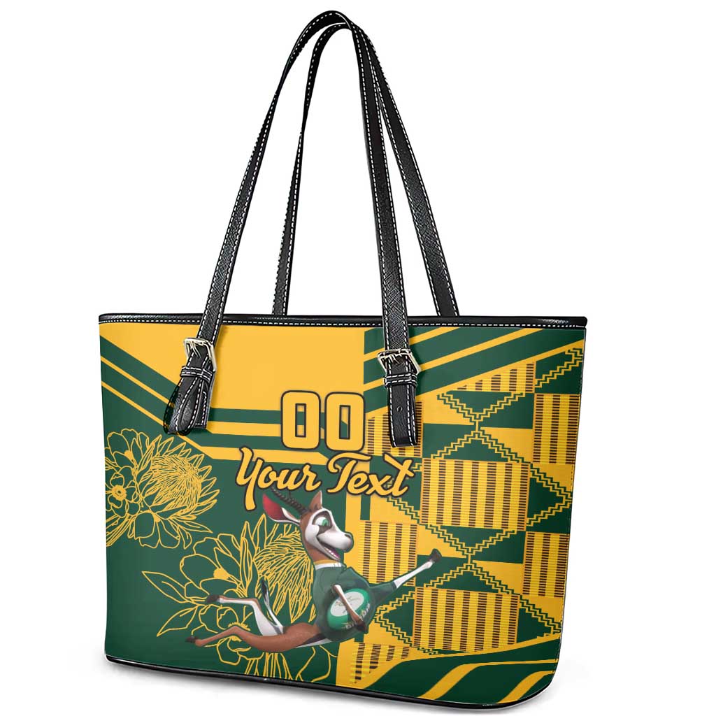 Custom South Africa Rugby Leather Tote Bag Springboks With Protea Cynaroides LT18