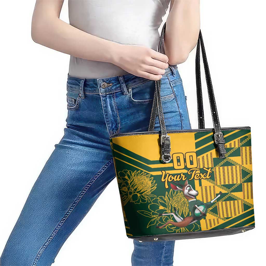 Custom South Africa Rugby Leather Tote Bag Springboks With Protea Cynaroides LT18