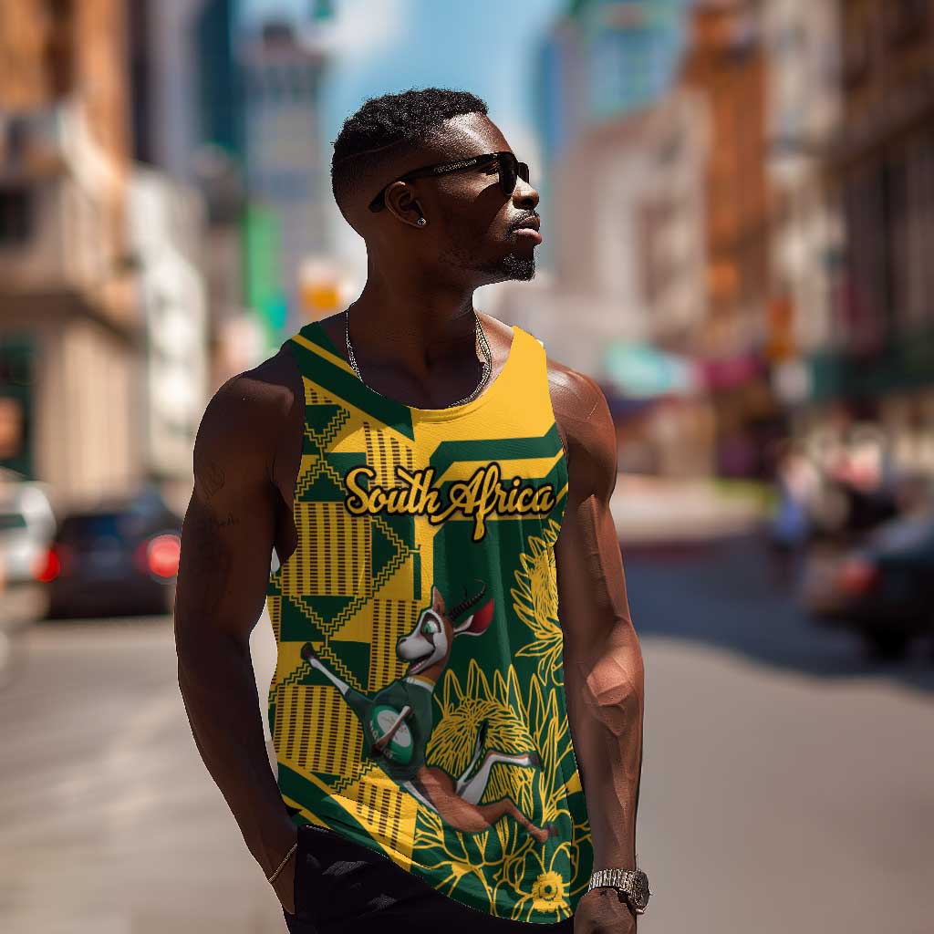 Custom South Africa Rugby Men Tank Top Springboks With Protea Cynaroides LT18