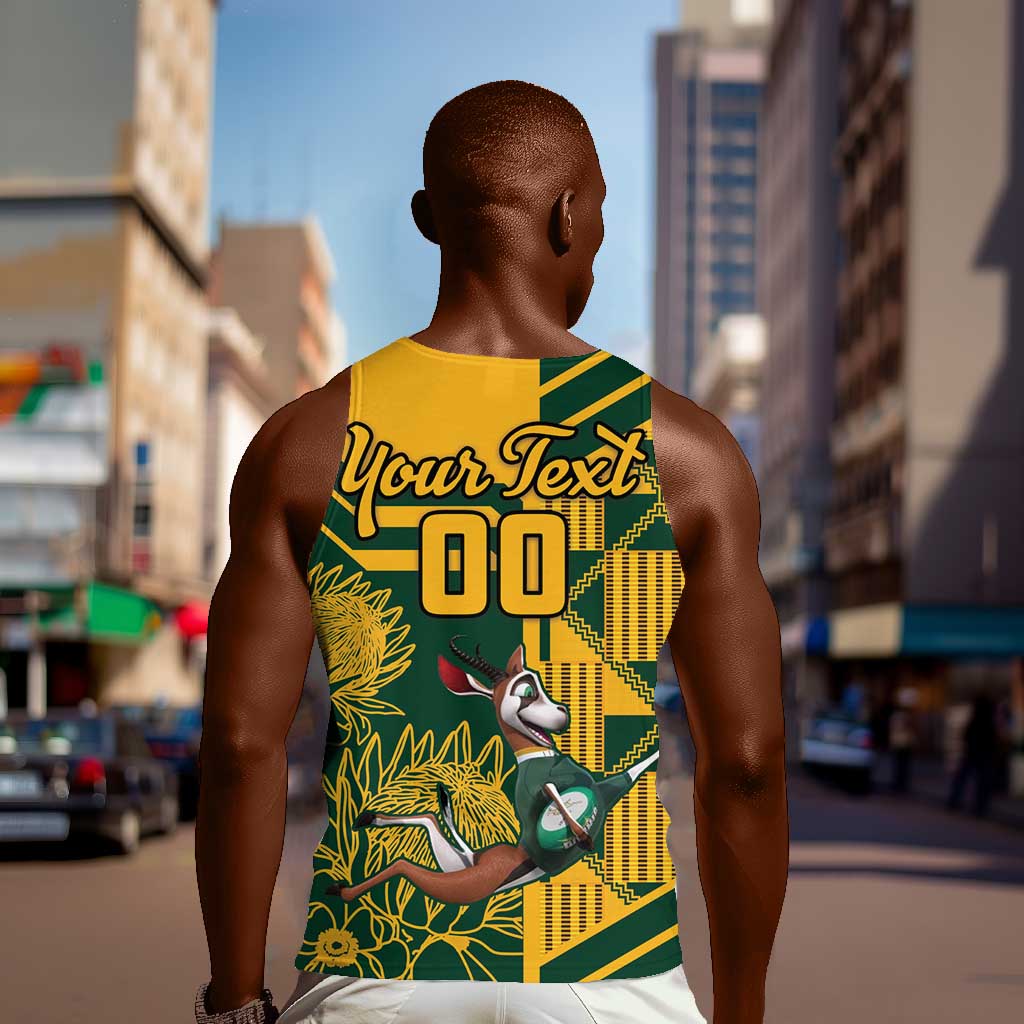 Custom South Africa Rugby Men Tank Top Springboks With Protea Cynaroides LT18