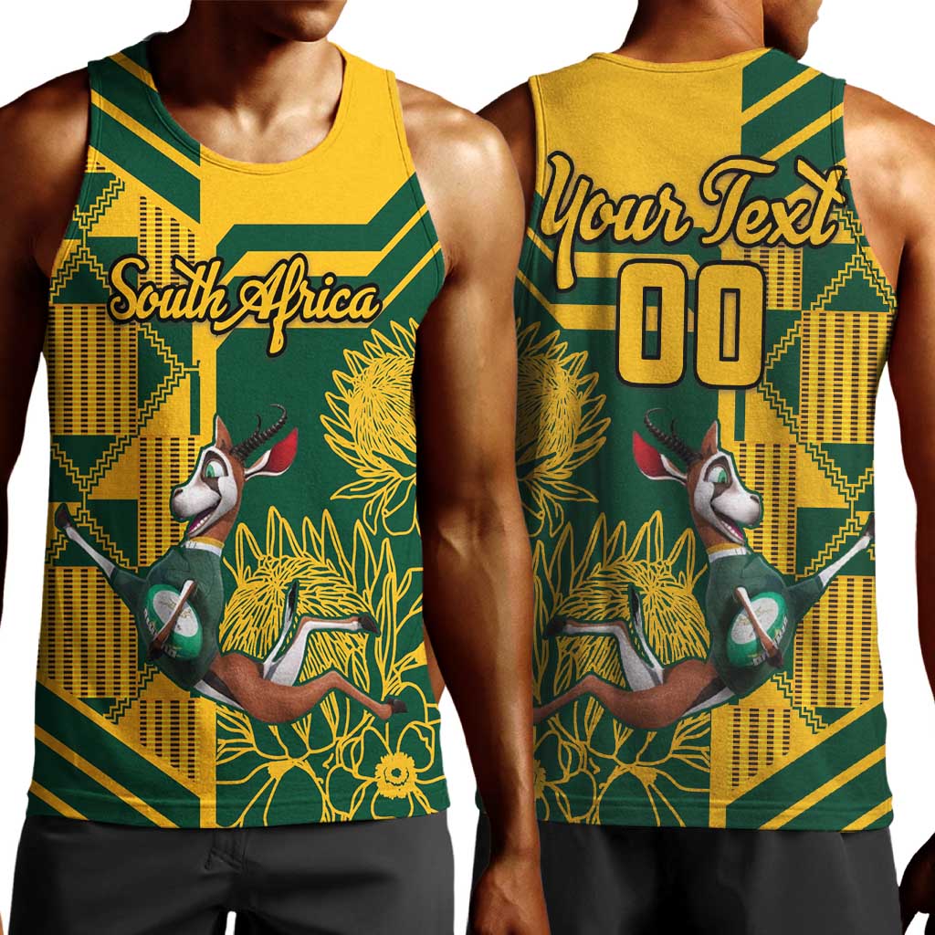 Custom South Africa Rugby Men Tank Top Springboks With Protea Cynaroides LT18