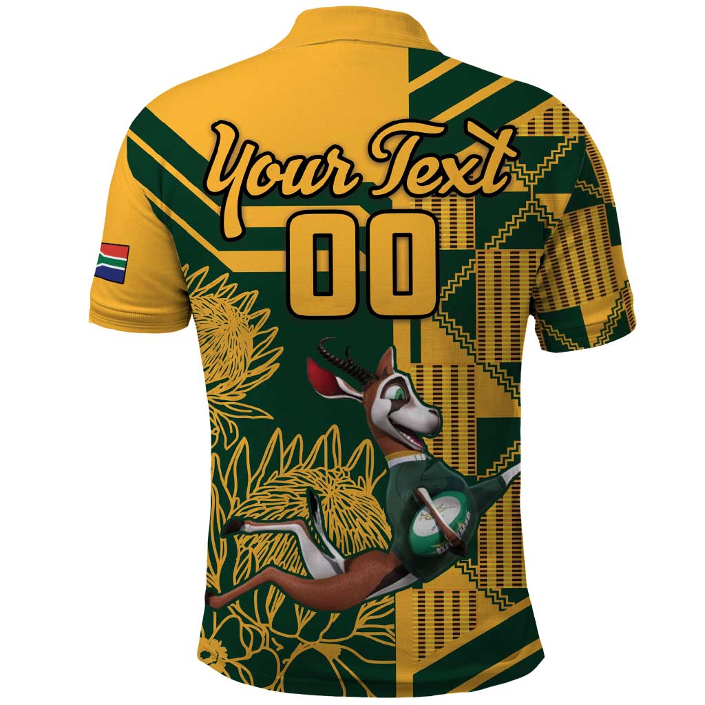 Custom South Africa Rugby Polo Shirt Springboks With Protea Cynaroides LT18