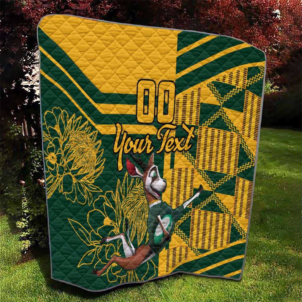 Custom South Africa Rugby Quilt Springboks With Protea Cynaroides LT18